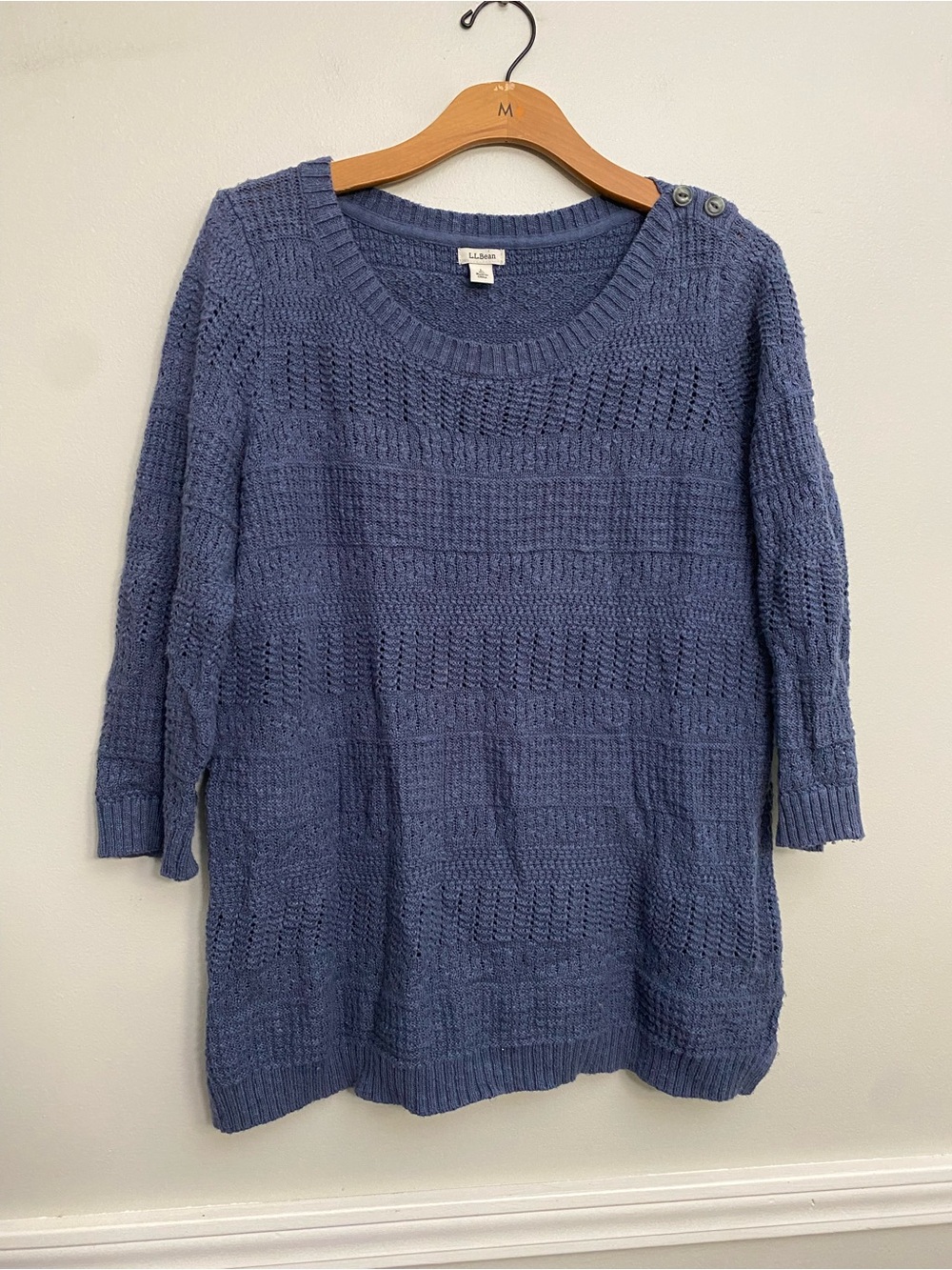Women’s LL Bean Knit Cotton Blue Sweater - L